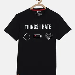 3PIN Boys Black Printed Round Neck T-shirt-image-35
