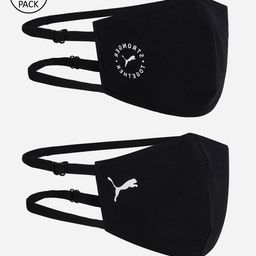 Puma Unisex Pack Of 2 5-ply Black Headband Cloth Face Mask-22