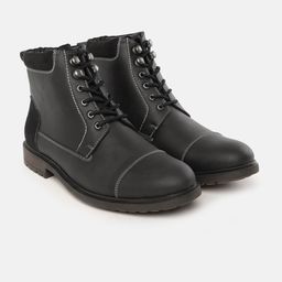 Roadster Men Black Solid Mid-Top Flat Boots-image-44