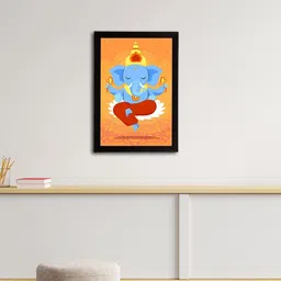 eCraftIndia Orange & Blue Lord Ganesha Satin Matt Texture UV Wall Art-image-71