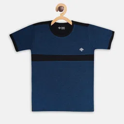 CHIMPRALA Boys Navy Blue & Black Colourblocked Training or Gym T-shirt-image-87