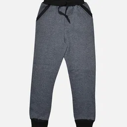 TINY HUG Boys Charcoal Grey Solid Slim-Fit Joggers-66