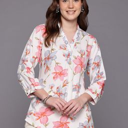 Cayman Floral Printed Sequinned Pure Cotton Sequinned Kurti-picture-12