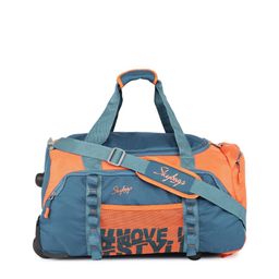 Skybags Unisex Blue & Orange HUSTLE DFT 55 Medium Trolley Duffel Bag-3