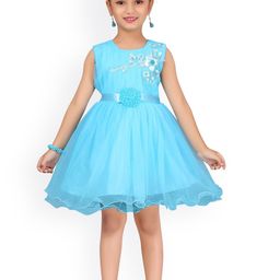 Aarika Turquoise Blue Net Dress-80