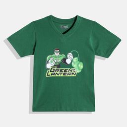 Eteenz Kids Boys Green Lantern Printed V-Neck T-Shirt-image-110