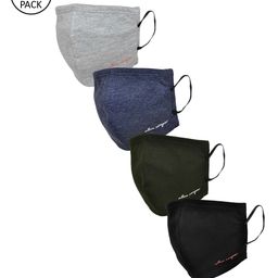 Allen Cooper Unisex Pack Of 4 Solid Reusable 3-Ply Cloth Masks-16