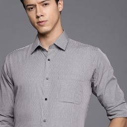 Raymond Men Black &  white Pure Cotton Slim Fit Micro Checks Checked Formal Shirt-image-35