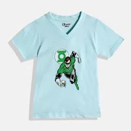 Eteenz Kids Boys Green Lantern Printed V-Neck T-Shirt-image-108