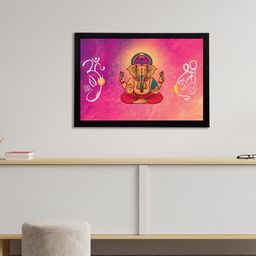 eCraftIndia Purple & Pink Lord Ganesha Satin Matt Texture UV Wall Art-image-72