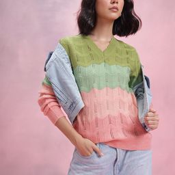 DressBerry Open Knit Striped Pullover-image-17