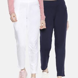Dollar Missy Women Pack of 2 Smart Straight Fit Solid Regular Trousers-image-118
