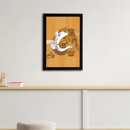eCraftIndia Brown & White Lord Ganesha Satin Matt Textured UV Wall Art-image-87