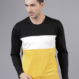 LOCOMOTIVE Men Black & Yellow Colourblocked Round Neck T-shirt-image-22