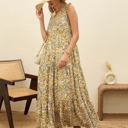 SASSAFRAS Print Maxi Dress-image-0