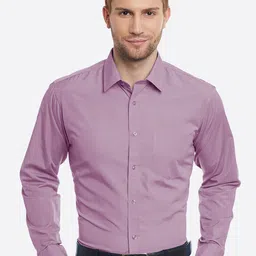 English Navy Men Mauve Slim Fit Solid Formal Shirt-image-90