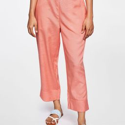 Global Desi Women Coral Orange Tapered Fit Trousers-image-104