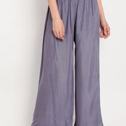 TAG 7 Women Grey Solid Flared Palazzos-picture-3