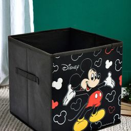 Kuber Industries Black Disney Mickey Mouse Printed Foldable Storage Box With Handle-5