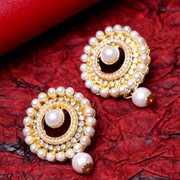 ANIKAS CREATION Off-White Gold-Plated Contemporary Studs-image-78