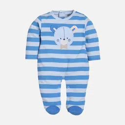 BABY GO Infant Boys Blue Striped Sleepsuit-image-17