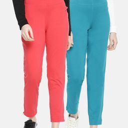 Dollar Missy Women  Pack of 2 Smart Straight Fit Solid Regular Trousers-image-68
