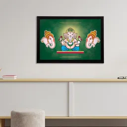 eCraftIndia Pink & Green Lord Ganesha Satin Matt Texture UV Wall Art-image-25