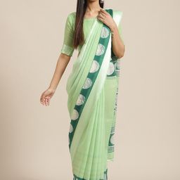 Saree mall Green & Grey Silk Cotton Sarees-image-21