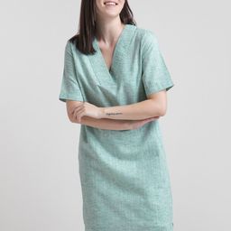 FableStreet Women Green Solid A-Line Dress-image-50