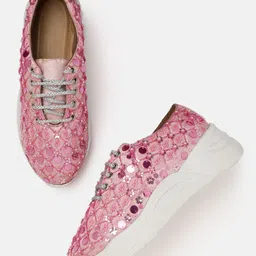 ZORI WORLD Women Textured Embellished Sneakers-image-48