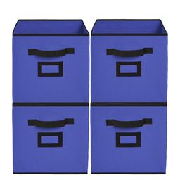 Kuber Industries 4 Pieces Blue Solid Foldable Storage Replacement Drawers with Handles-28