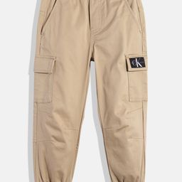 Calvin Klein Boys Solid Regular Fit Mid-Rise Plain Woven Flat-Fronts Cargo Style Joggers-picture-0