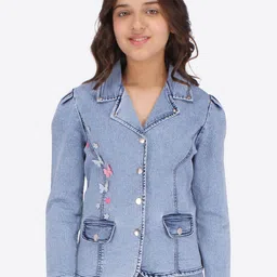 CUTECUMBER Girls Blue Denim Jacket-image-85