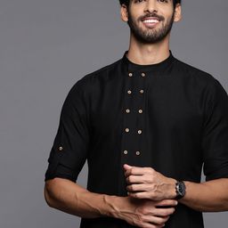Indo Era Men Black Cotton Kurta-image-41