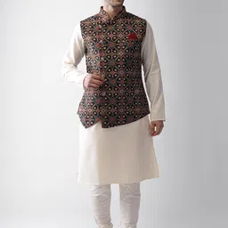 KISAH Men Black & White Regular Kurta with Pyjamas-image-65