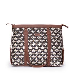 ZOUK Black Floral Print Structured Laptop Handbag image 4