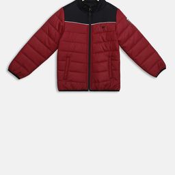 t-base Unisex Kids Red & Black Colourblocked Lightweight Puffer Jacket-14