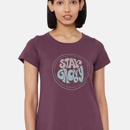 Soie Women Purple & Blue Printed Lounge T-shirt-image-8