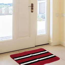 DREAM WEAVERZ Red & White Striped Anti Skid Doormat-16