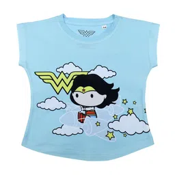 Wonder Woman Girls Blue Printed Top-image-82