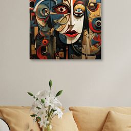 OLIVE TREE Blue & Red Canvas Wall Art-picture-24