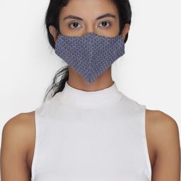 Anekaant 3-Ply Reusable Navy & Grey Woven Viscose Fabric Fashion Mask-39