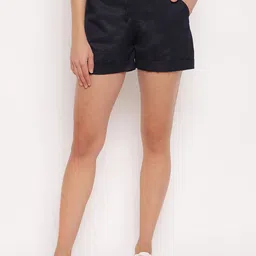 Mayra Women Navy Blue Solid Regular Fit Regular Shorts-image-27