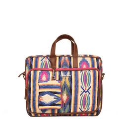 ASTRID Women Blue & Brown Textured 17 Inch Laptop Bag-50