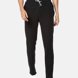 Campus Sutra Men Black Striped Track Pants-image-100