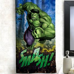 Marvel Athom Trendz Unisex Kids Blue & Green Hulk Printed 350 GSM Bath Towel-37