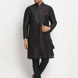 Benstoke Men Black Solid Kurta with Churidar-image-9