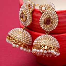 ANIKAS CREATION Gold-Plated Dome Shaped Jhumkas-11