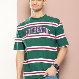 Harvard Striped Drop-Shoulder Sleeves Pure Cotton T-shirt-image-30