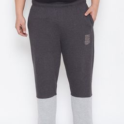 bigbanana Plus Size Men Grey Colourblocked Straight-Fit Antimicrobial Track Pants-image-53